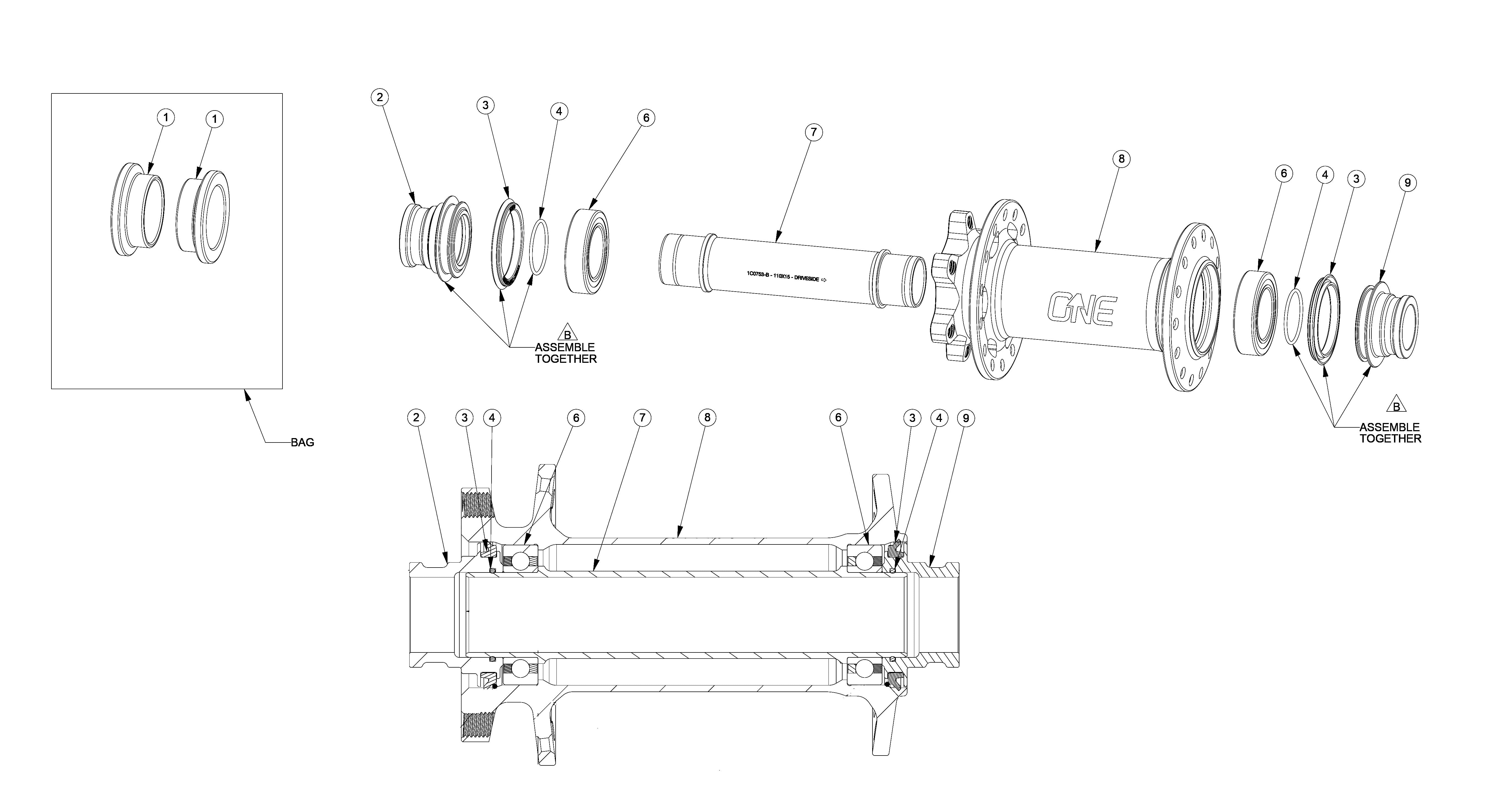 Front Hub Exploded View & Parts List